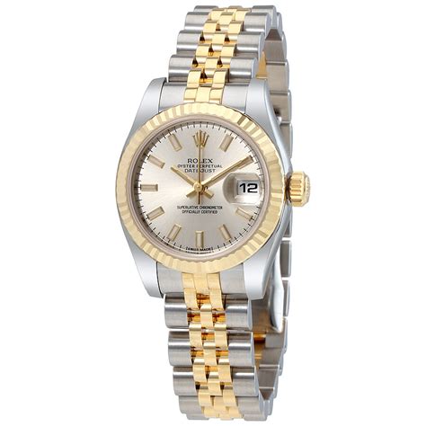 gold and silver watch rolex